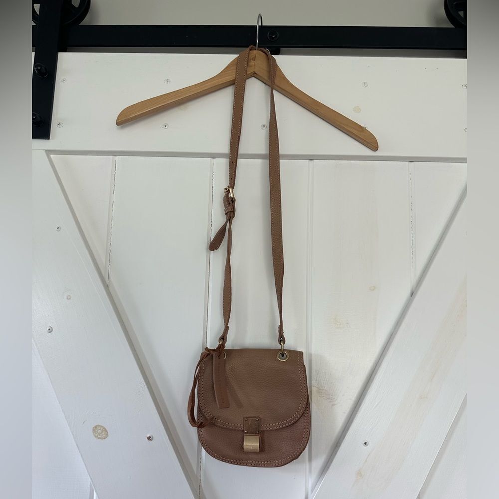 Vtg Y2K Abercrombie And Fitch Leather Cross Body Bag Purse Beige Tan